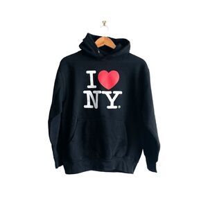 Knight Womens Sweatshirt I Heart NY Hoodie Black Medium